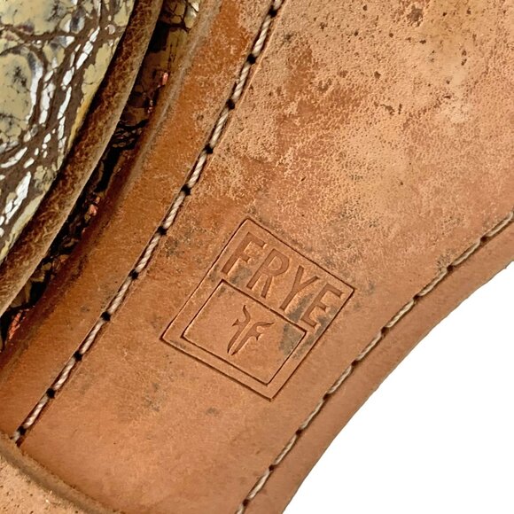 FRYE Carson Cream Silver Crackled Leather Ballet‎ Flats - Picture 4 of 12